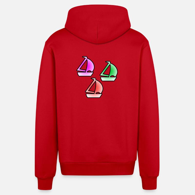 Sail - Organic Relaxed Hooded Jacket Made in EU - red