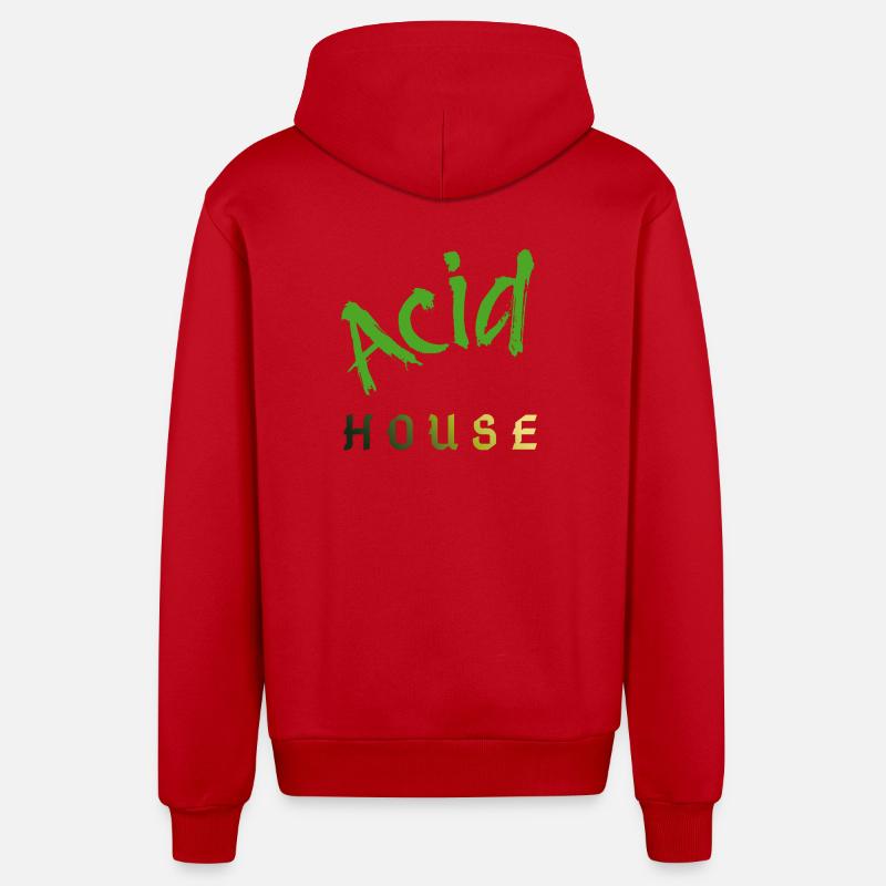 Acid House - Veste à capuche bio décontractée fabriquée en UE - rouge