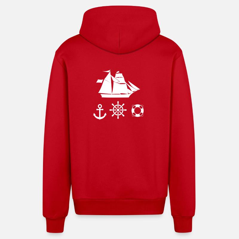 Sail - Organic Relaxed Hooded Jacket Made in EU - red