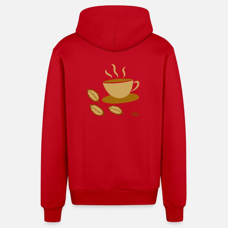 Tasse de thé2 - Veste à capuche bio décontractée fabriquée en UE - rouge
