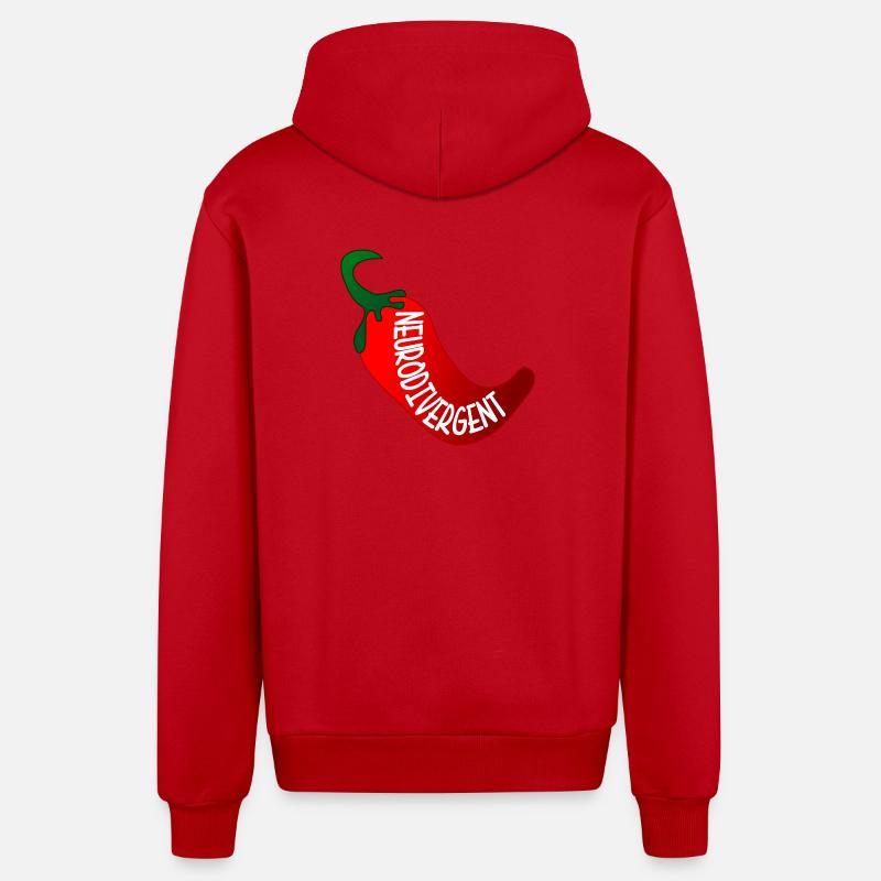 NEURODIVERGENT ADHD - Organic Relaxed Hooded Jacket Made in EU - red