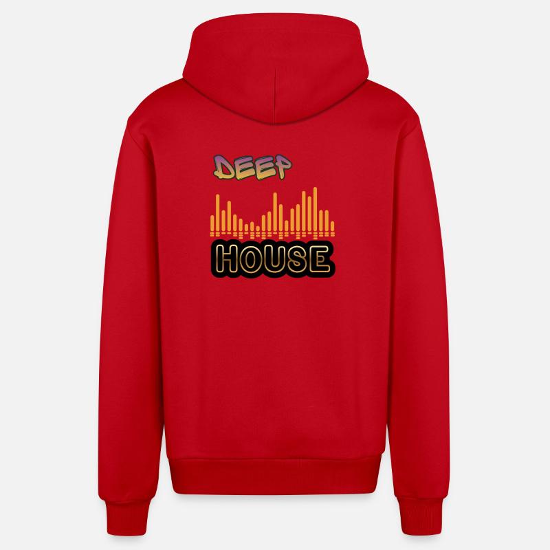 Deep House. - Organic Relaxed Hooded Jacket Made in EU - red