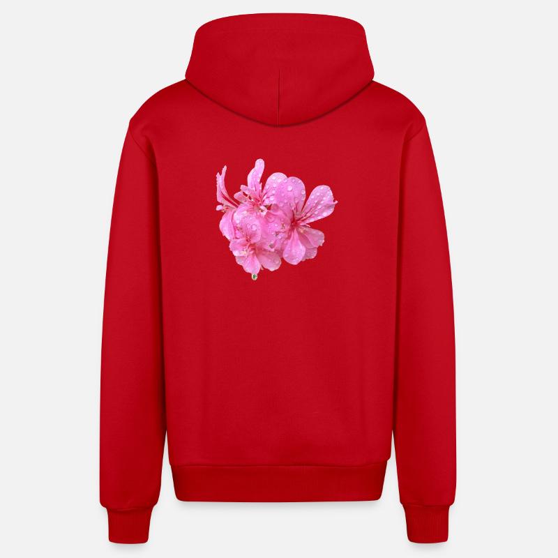 Vibrant_Pink_Geranium_Flowers - Veste à capuche bio décontractée fabriquée en UE - rouge