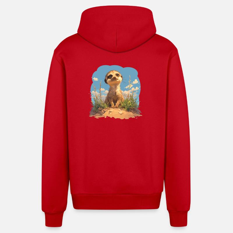 Suricate Erdmännchen - Veste à capuche bio décontractée fabriquée en UE - rouge