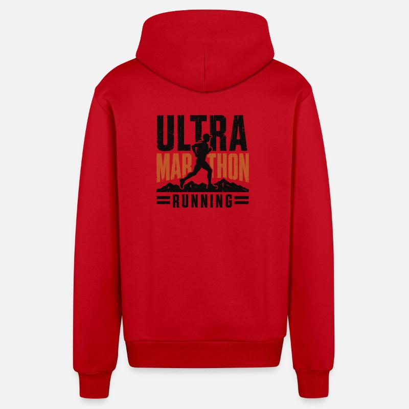 Course d’ultramarathon en détresse - Veste à capuche bio décontractée fabriquée en UE - rouge