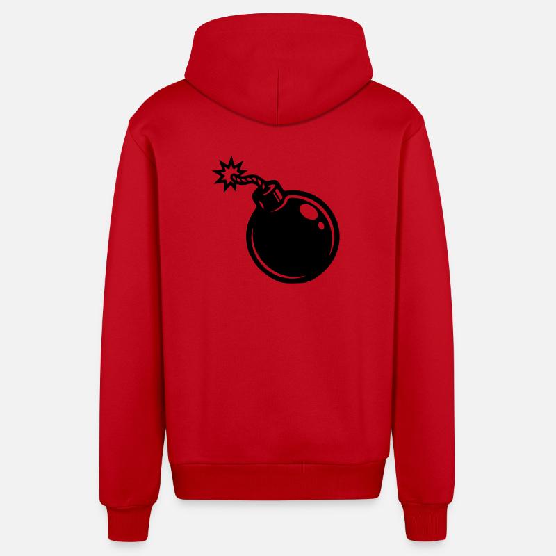 Bomb Icon - Organic Relaxed Hooded Jacket Made in EU - red