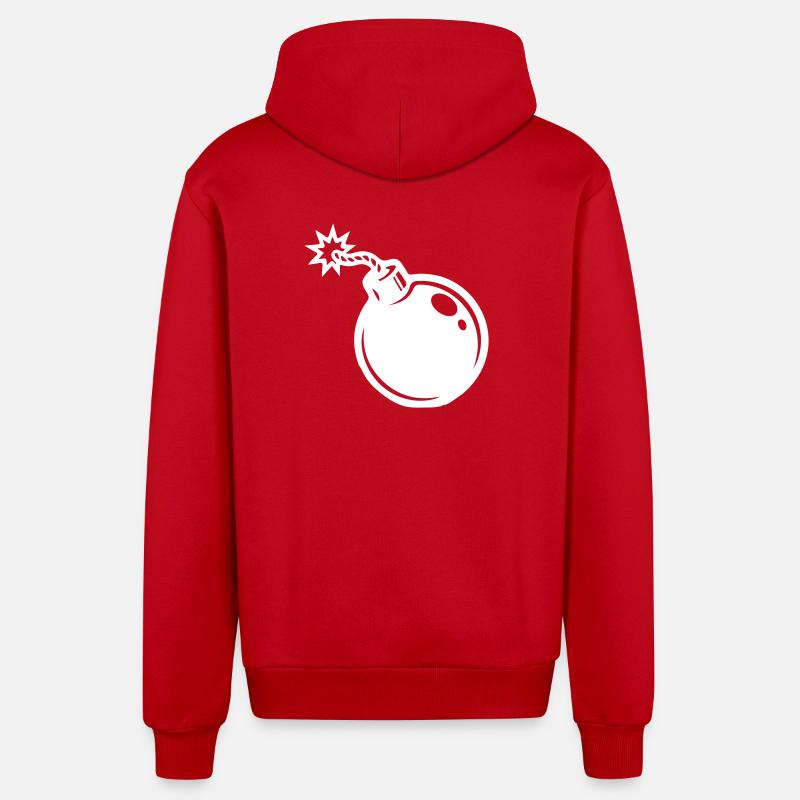 Icône de la bombe - Veste à capuche bio décontractée fabriquée en UE - rouge