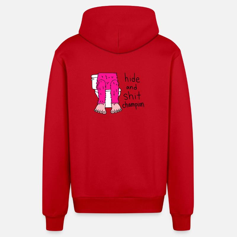 Hide And Shit Champion - Veste à capuche bio décontractée fabriquée en UE - rouge