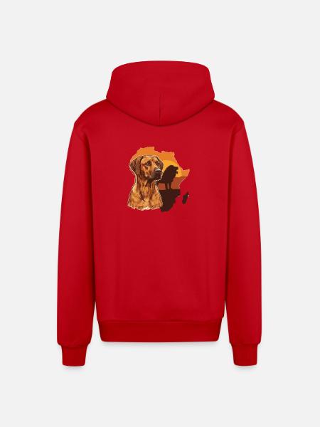 Rhodesian Ridgeback - Organic Relaxed Hooded Jacket Made in EU - red
