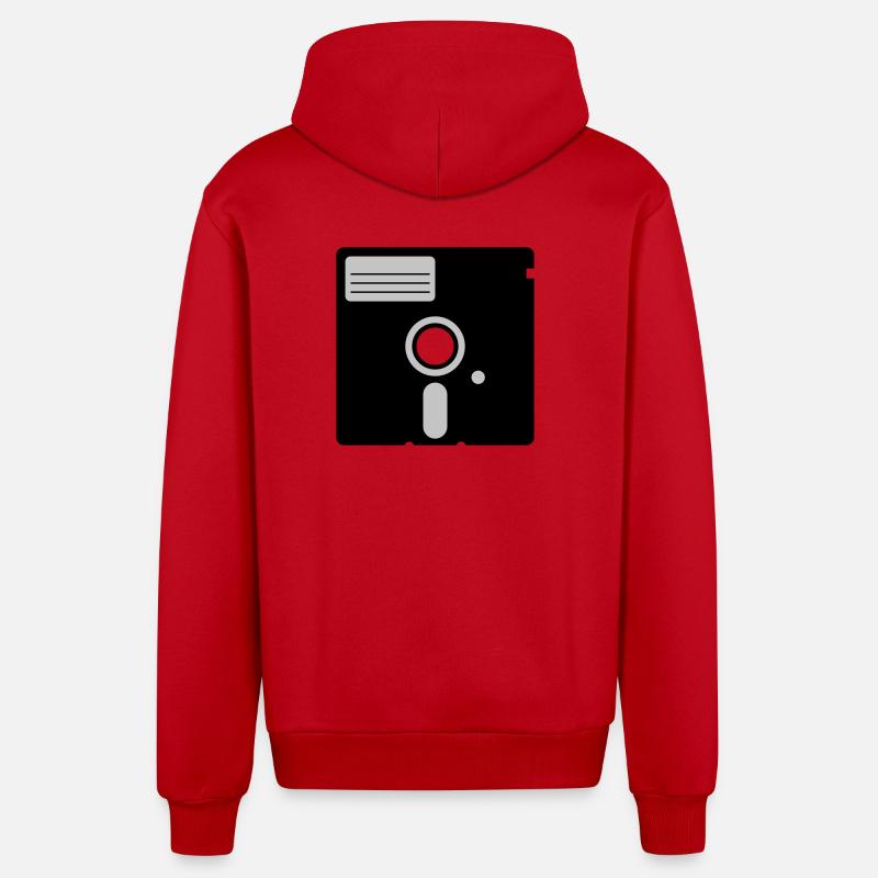 retro floppy disk - Veste à capuche bio décontractée fabriquée en UE - rouge