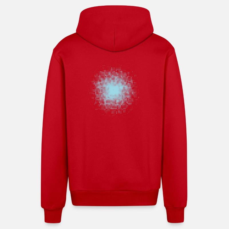 fond rond pointillé bleu clair - Veste à capuche bio décontractée fabriquée en UE - rouge