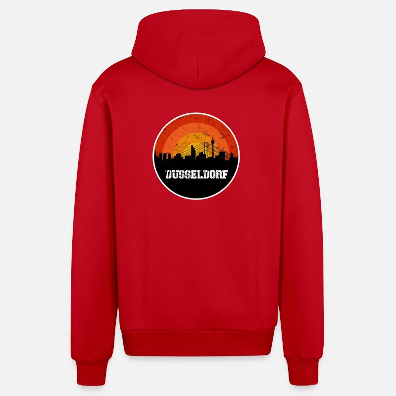 Skyline Düsseldorf - Veste à capuche bio décontractée fabriquée en UE - rouge
