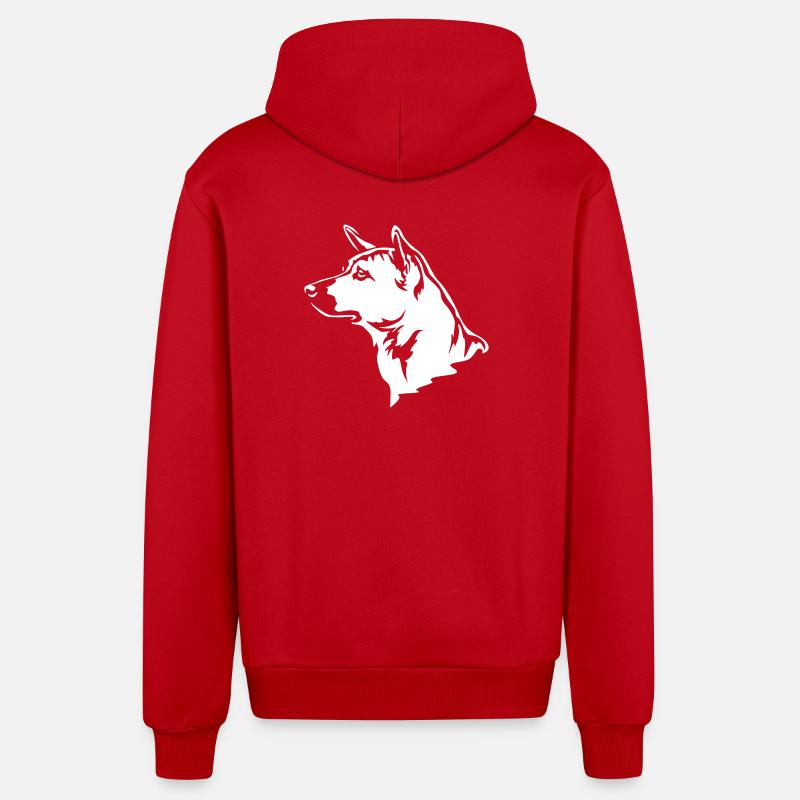 Thai Ridgeback Head "Black Edition" - Organic Relaxed Hooded Jacket Made in EU - red