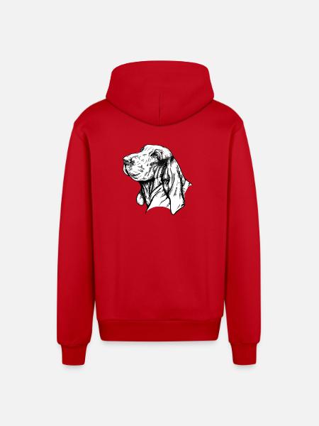 Bracco Italiano Portrait - Organic Relaxed Hooded Jacket Made in EU - red