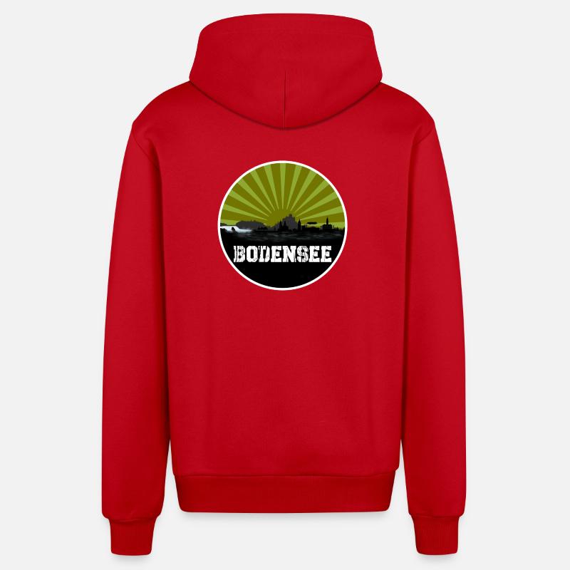 Bodensee Retro Skyline - Organic Relaxed Kapuzenjacke Made in EU - Rot