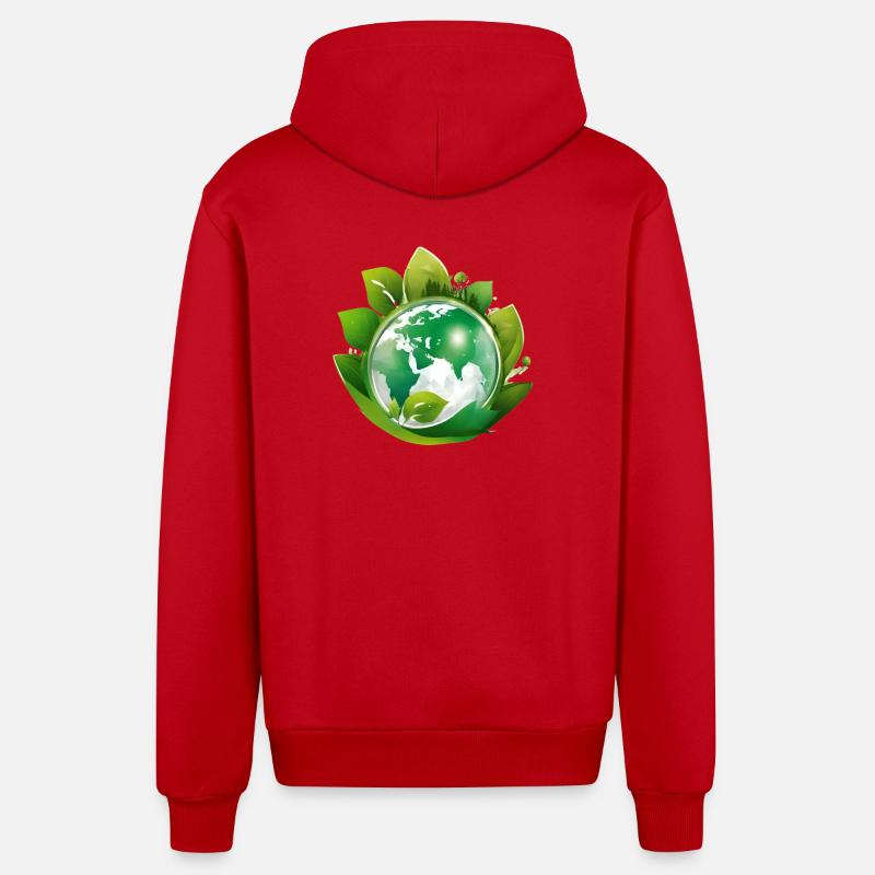 planète terre, mère nature - Veste à capuche bio décontractée fabriquée en UE - rouge