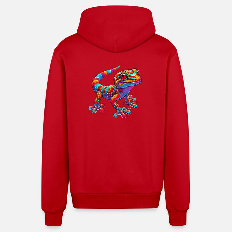 Gecko - Veste à capuche bio décontractée fabriquée en UE - rouge