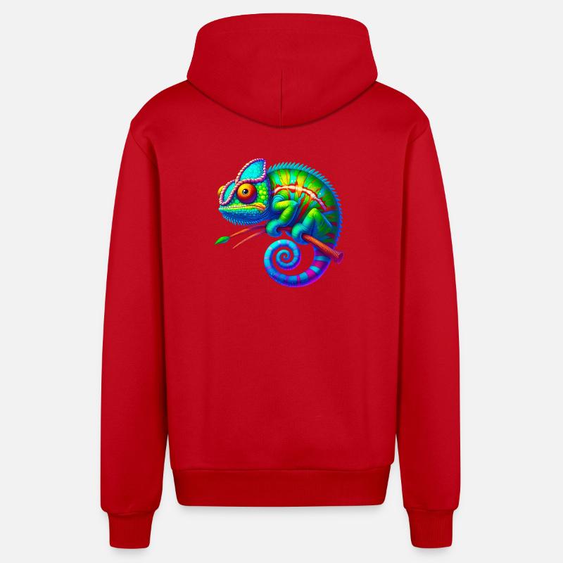 Caméléon - Veste à capuche bio décontractée fabriquée en UE - rouge