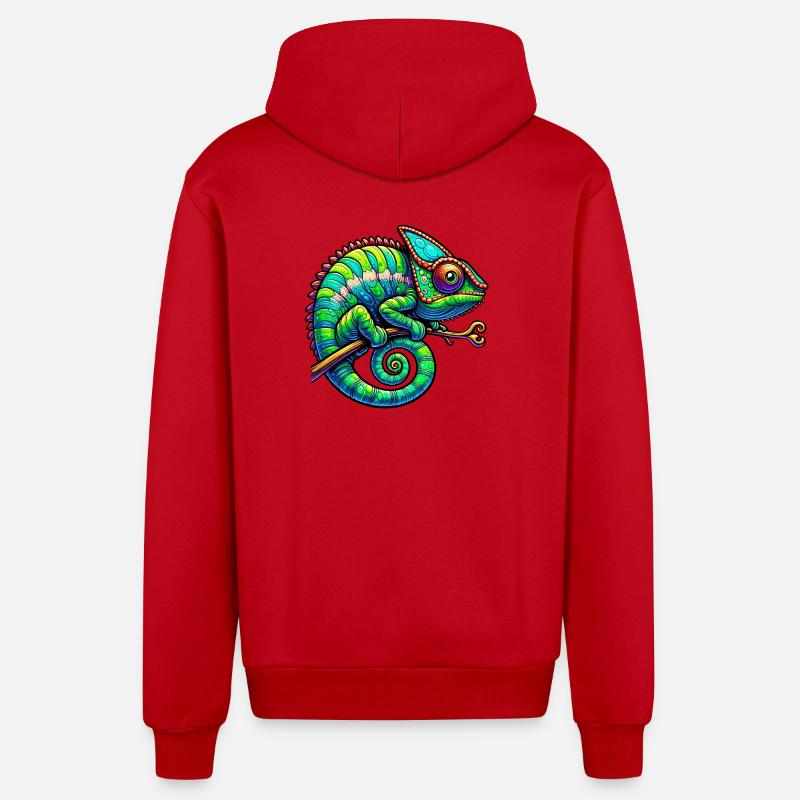Caméléon - Veste à capuche bio décontractée fabriquée en UE - rouge
