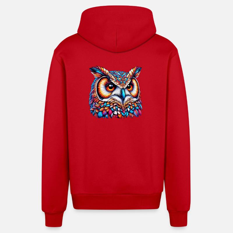 Hibou - Veste à capuche bio décontractée fabriquée en UE - rouge