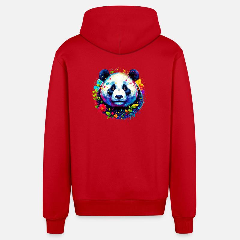 Panda - Organic Relaxed Hooded Jacket Made in EU - red
