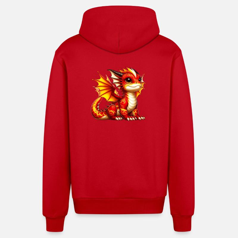 Dragon - Veste à capuche bio décontractée fabriquée en UE - rouge