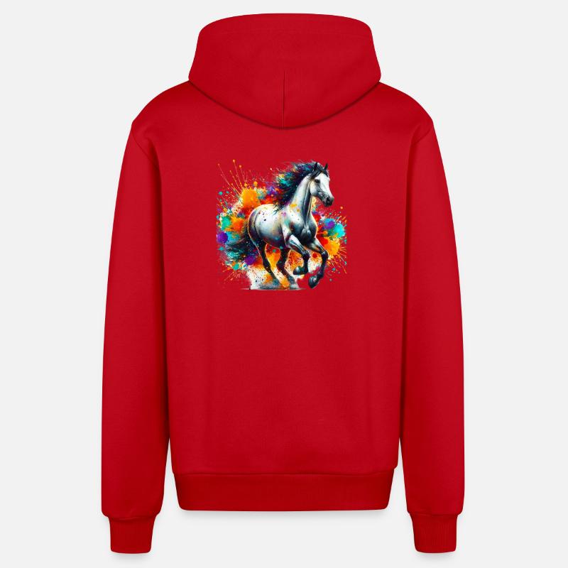 Cheval - Veste à capuche bio décontractée fabriquée en UE - rouge