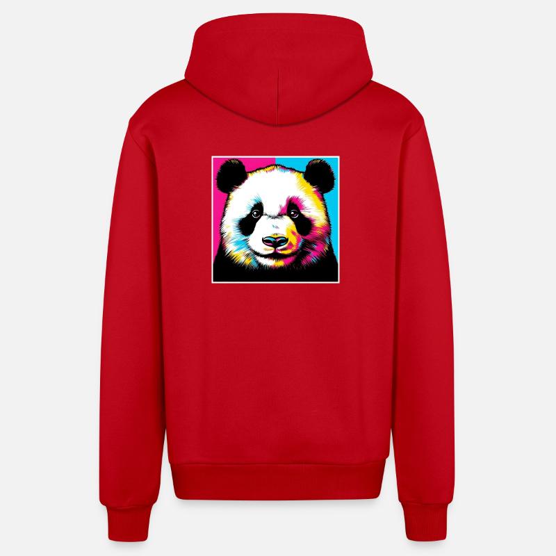 Panda - Veste à capuche bio décontractée fabriquée en UE - rouge
