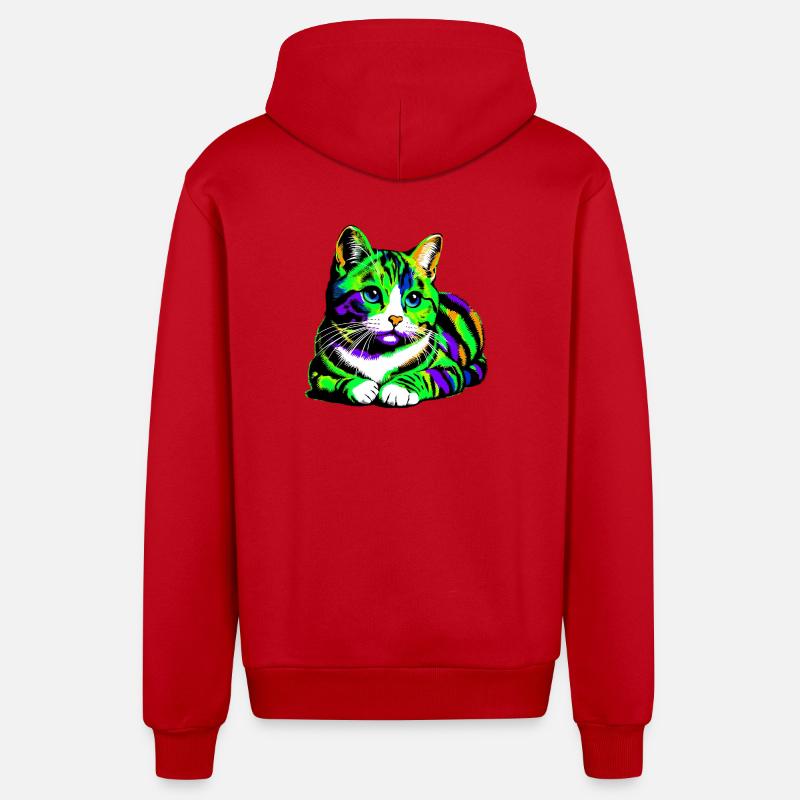 Chat - Veste à capuche bio décontractée fabriquée en UE - rouge