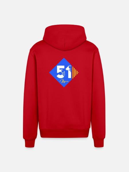 51 - Organic Relaxed Hooded Jacket Made in EU - red