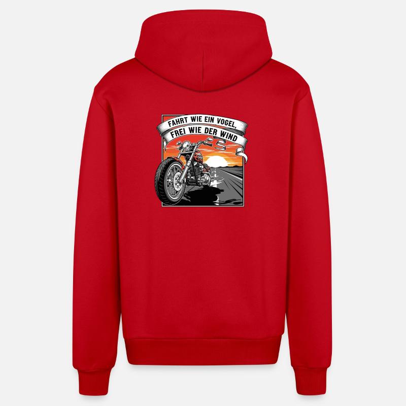 Libre comme le vent - Veste à capuche bio décontractée fabriquée en UE - rouge