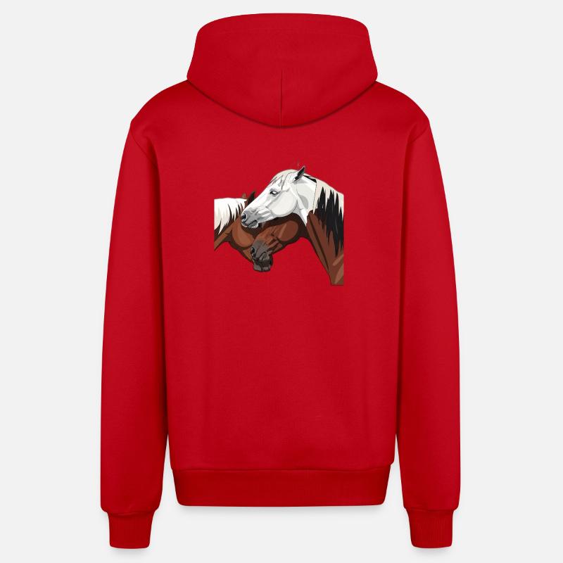 Impression de cheval élégant - Veste à capuche bio décontractée fabriquée en UE - rouge