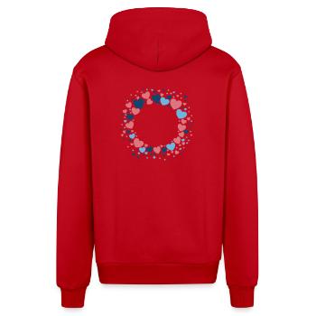 Herz Kranz Blau Rosa Blumenkranz - Organic Relaxed Kapuzenjacke Made in EU - Rot - Hinten