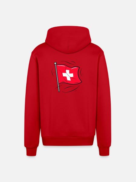 Schweizer Flagge Patriot Design - Organic Relaxed Kapuzenjacke Made in EU - Rot