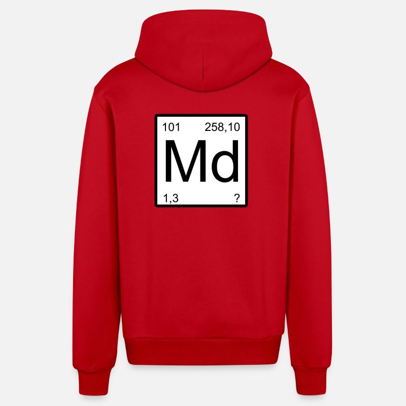 Monogramme de l’élément Md Mendelevium - Veste à capuche bio décontractée fabriquée en UE - rouge