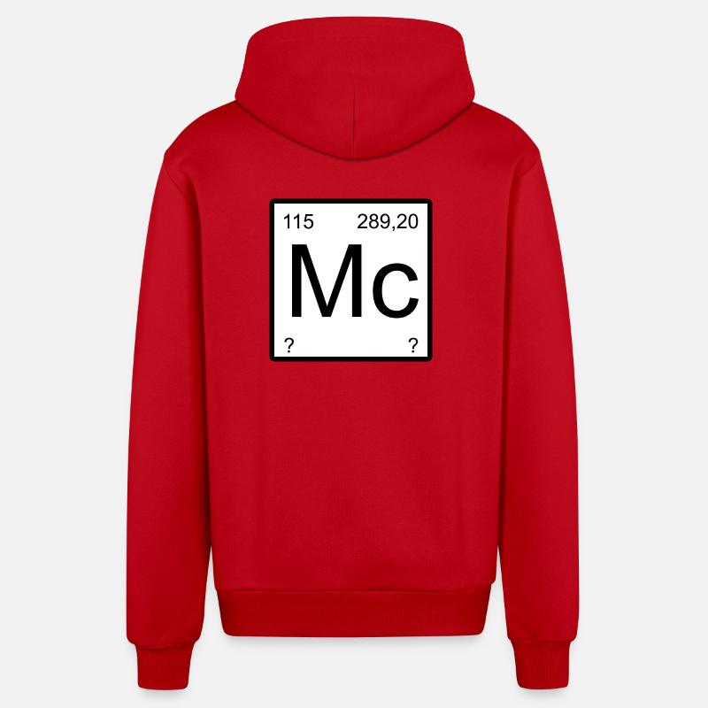 Bloc à éléments minimaux Moscovium - Veste à capuche bio décontractée fabriquée en UE - rouge