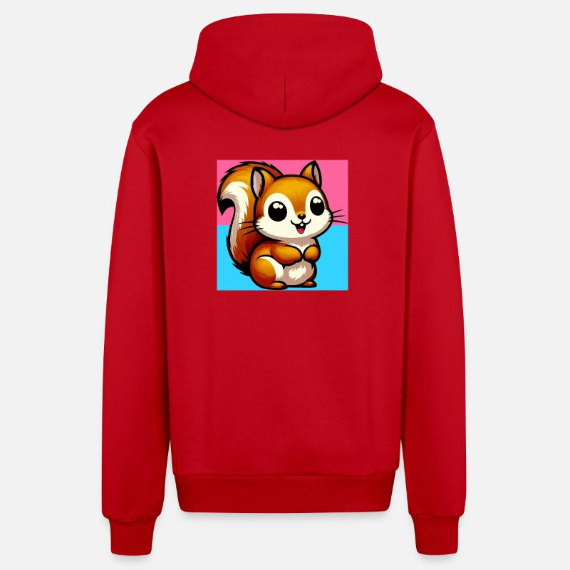 écureuil - Veste à capuche bio décontractée fabriquée en UE - rouge