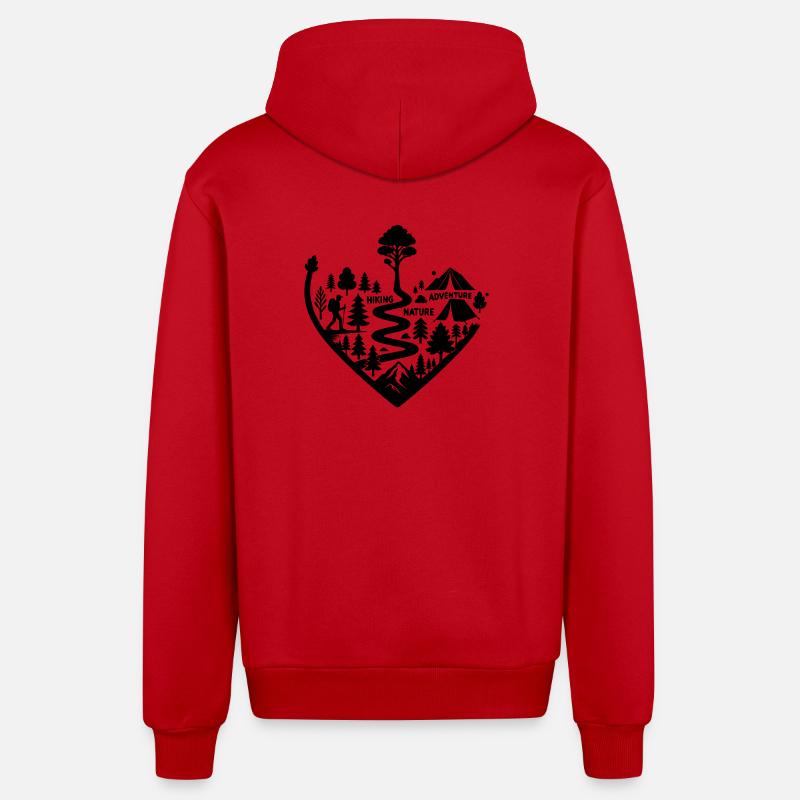Sentier de randonnée nature d’aventure - Veste à capuche bio décontractée fabriquée en UE - rouge
