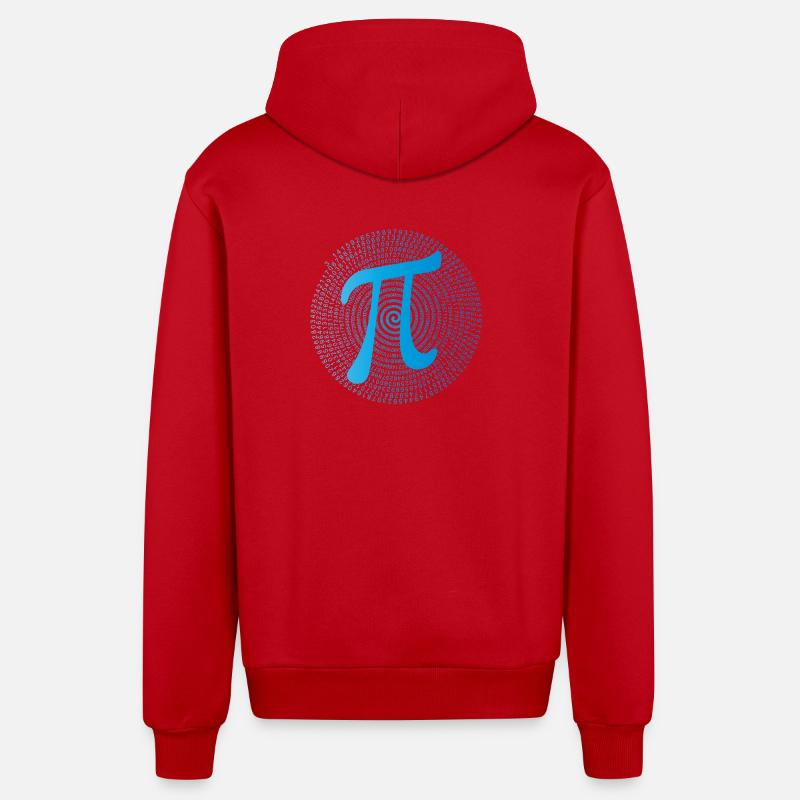π (pi) dans Data Spiral - Veste à capuche bio décontractée fabriquée en UE - rouge