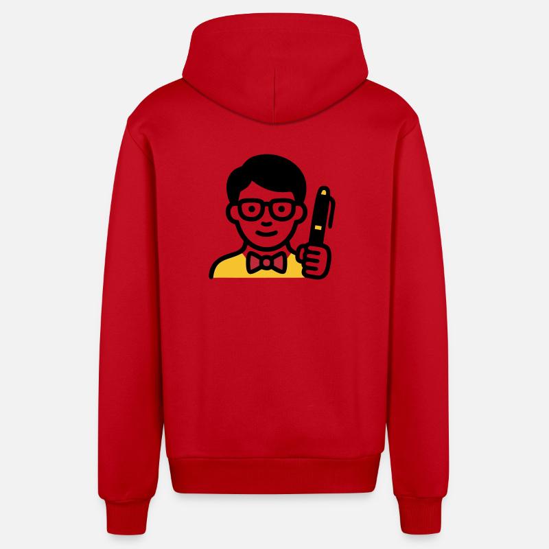 Professeur Professeur Bande dessinée Glasses - Veste à capuche bio décontractée fabriquée en UE - rouge