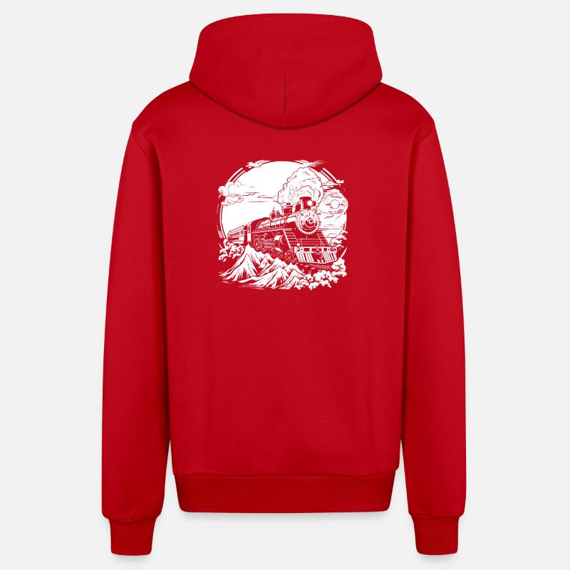 Railroad - Organic Relaxed Hooded Jacket Made in EU - red