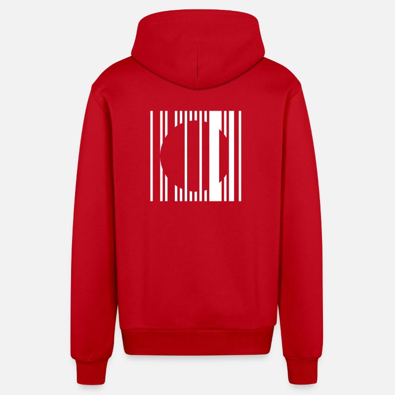 Vertical Stripe Circle - Organic Relaxed Hooded Jacket Made in EU - red