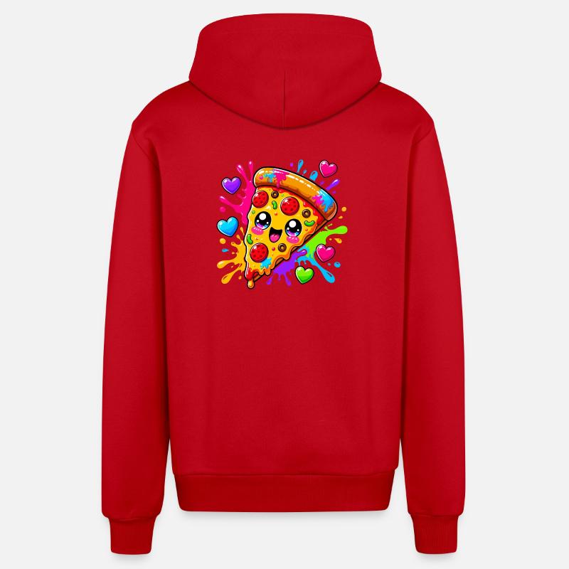 Une jolie part de pizza - Veste à capuche bio décontractée fabriquée en UE - rouge