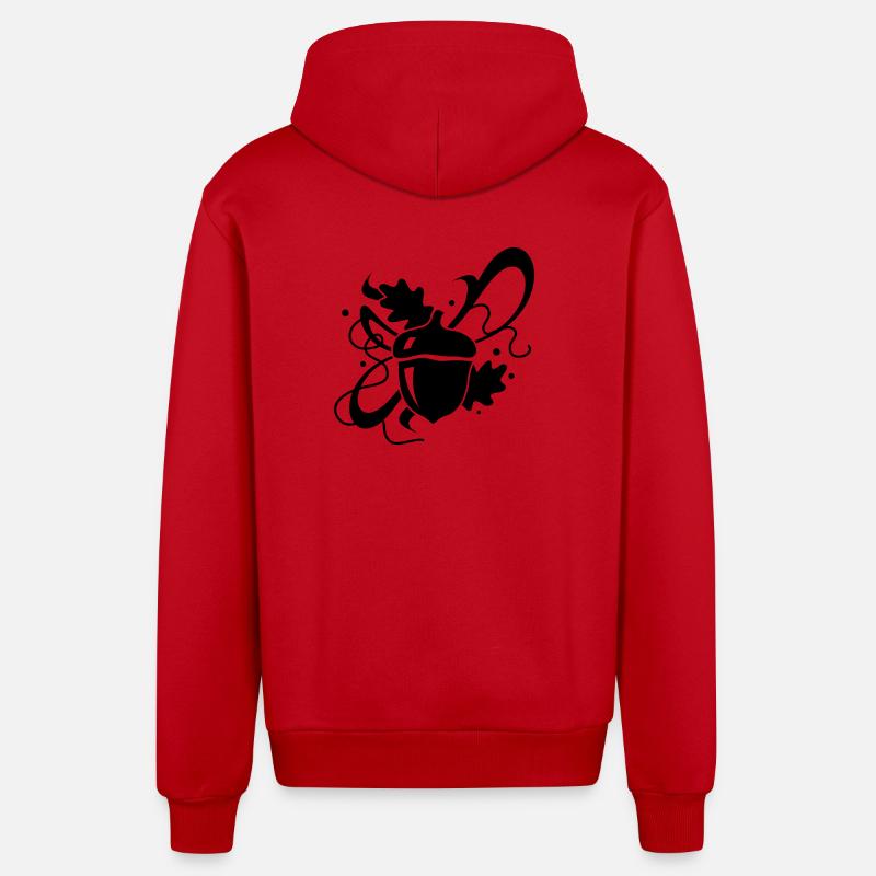 Eichel mit Eichenblätter - Organic Relaxed Kapuzenjacke Made in EU - Rot
