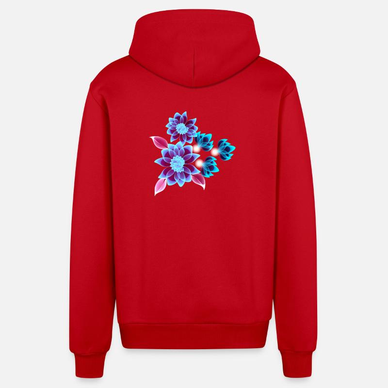 Hypnotic flowers - Fleurs néons - Veste à capuche bio décontractée fabriquée en UE - rouge