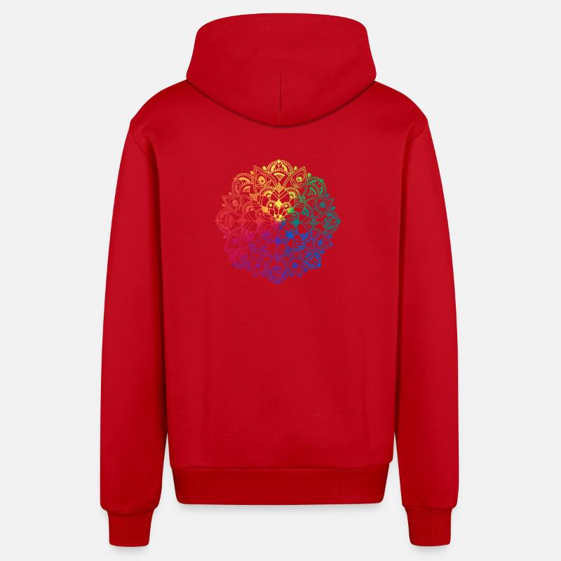 Mandala de fleurs - Veste à capuche bio décontractée fabriquée en UE - rouge