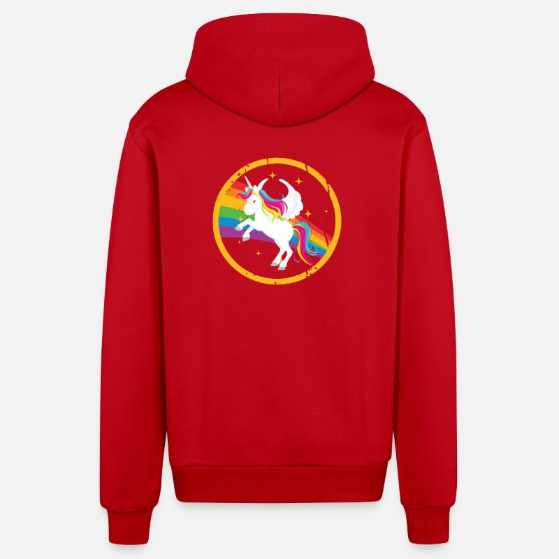 Fabelhafter Einhorn mit Regenbogenmähne - Organic Relaxed Kapuzenjacke Made in EU - Rot