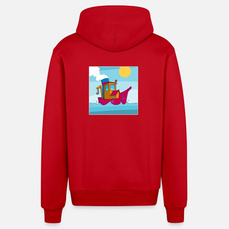 Buntes Bild eines lustigen Schleppers - Organic Relaxed Kapuzenjacke Made in EU - Rot