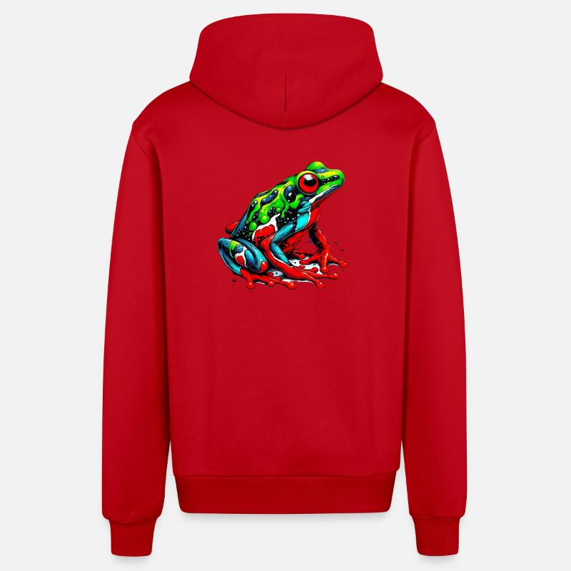 Grenouille - Veste à capuche bio décontractée fabriquée en UE - rouge