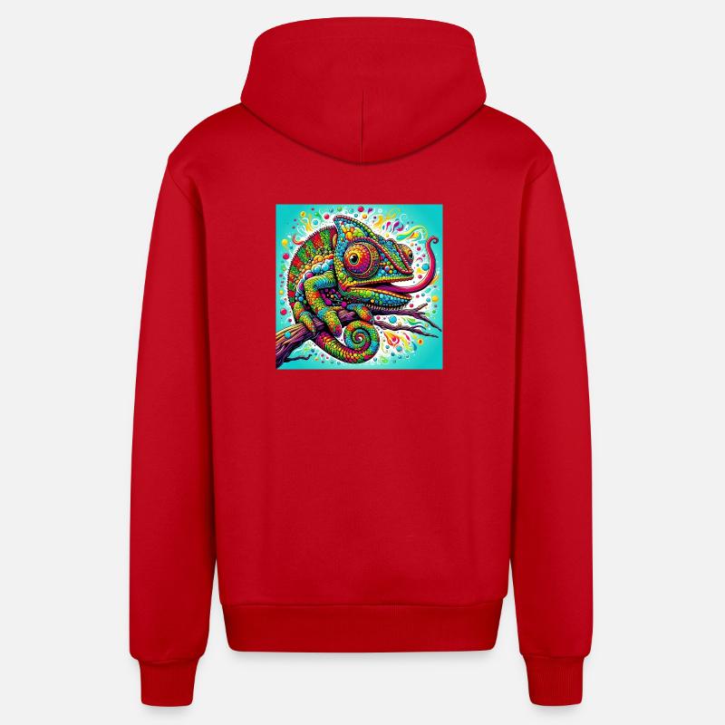 Caméléon - Veste à capuche bio décontractée fabriquée en UE - rouge